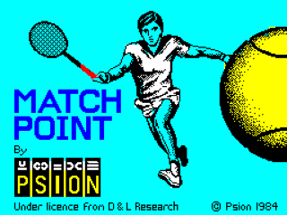 Match Point title screen for ZX Spectrum